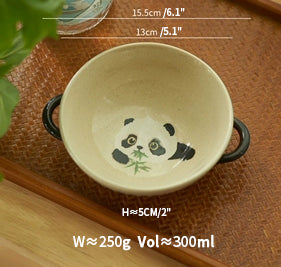Panda Ceramic Rice Bowl with Handles - PeauleyHome