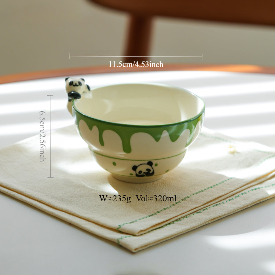 Panda Themed Ceramic Plates Bowls Saucer Spoon Set