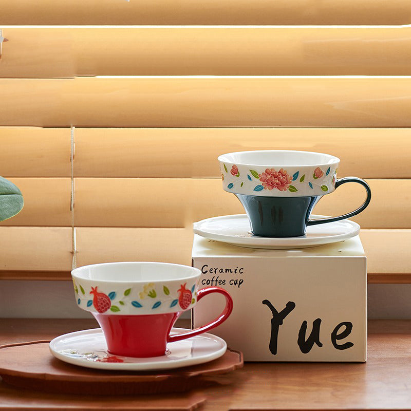 Delicate Ceramic Coffee Mug Saucer Set