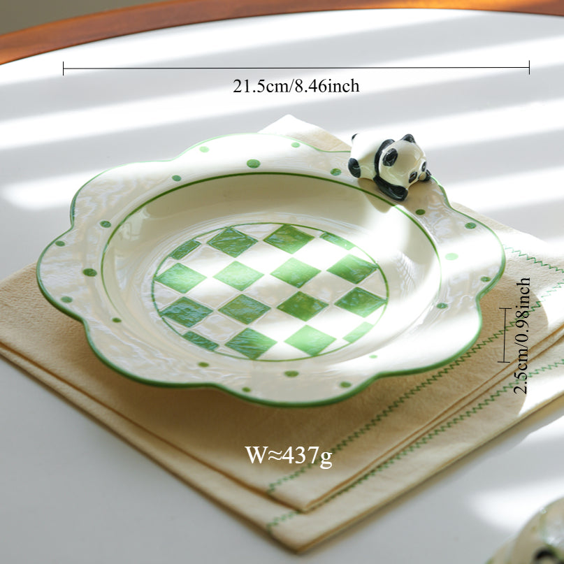 Panda Themed Ceramic Plates Bowls Saucer Spoon Set