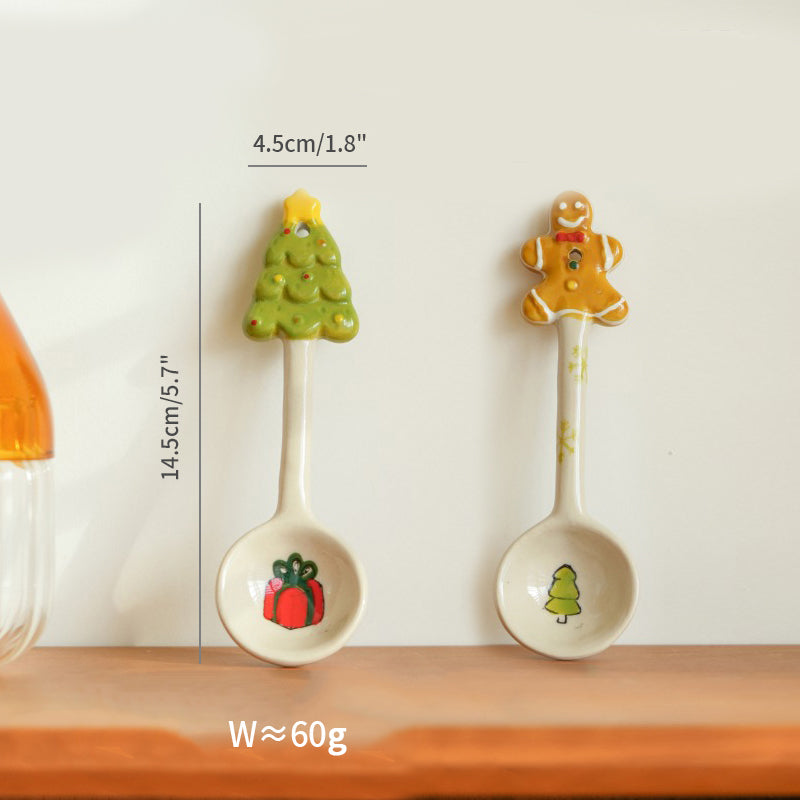 Underglazed Ceramic Spoon for Christmas