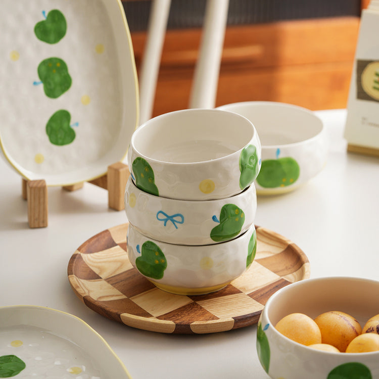Underglazed Pretty Ceramic Bowls Plates Saucer Set