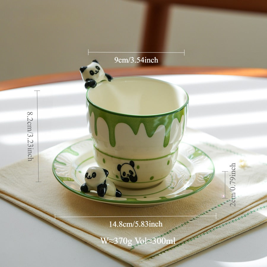 Panda Themed Ceramic Plates Bowls Saucer Spoon Set