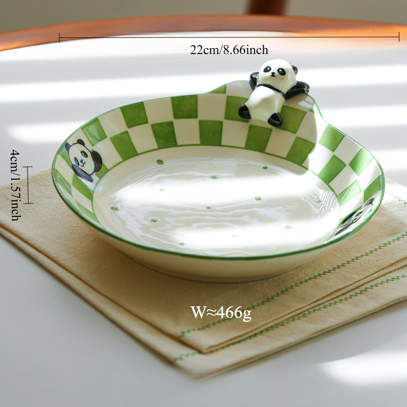 Panda Themed Ceramic Plates Bowls Saucer Spoon Set