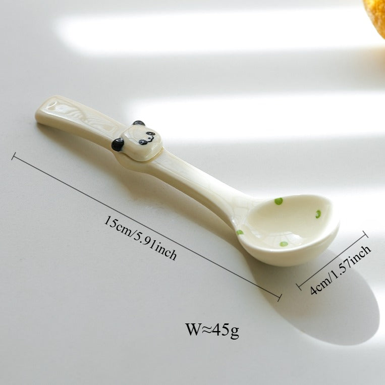 Panda Themed Ceramic Plates Bowls Saucer Spoon Set