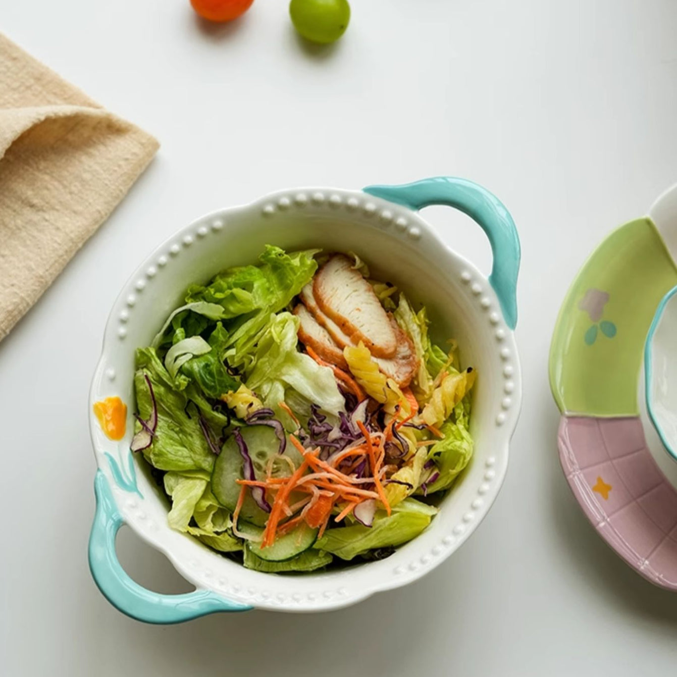 Adorable Underglazed Ceramic Plates Bowls Set