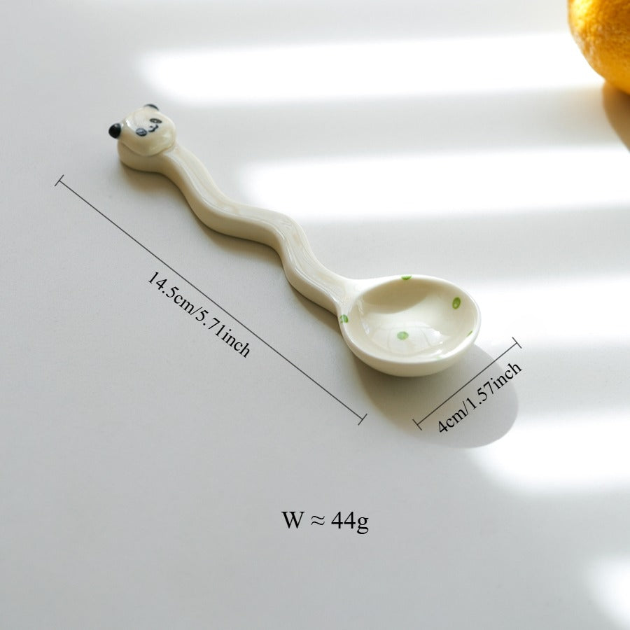Panda Themed Ceramic Plates Bowls Saucer Spoon Set