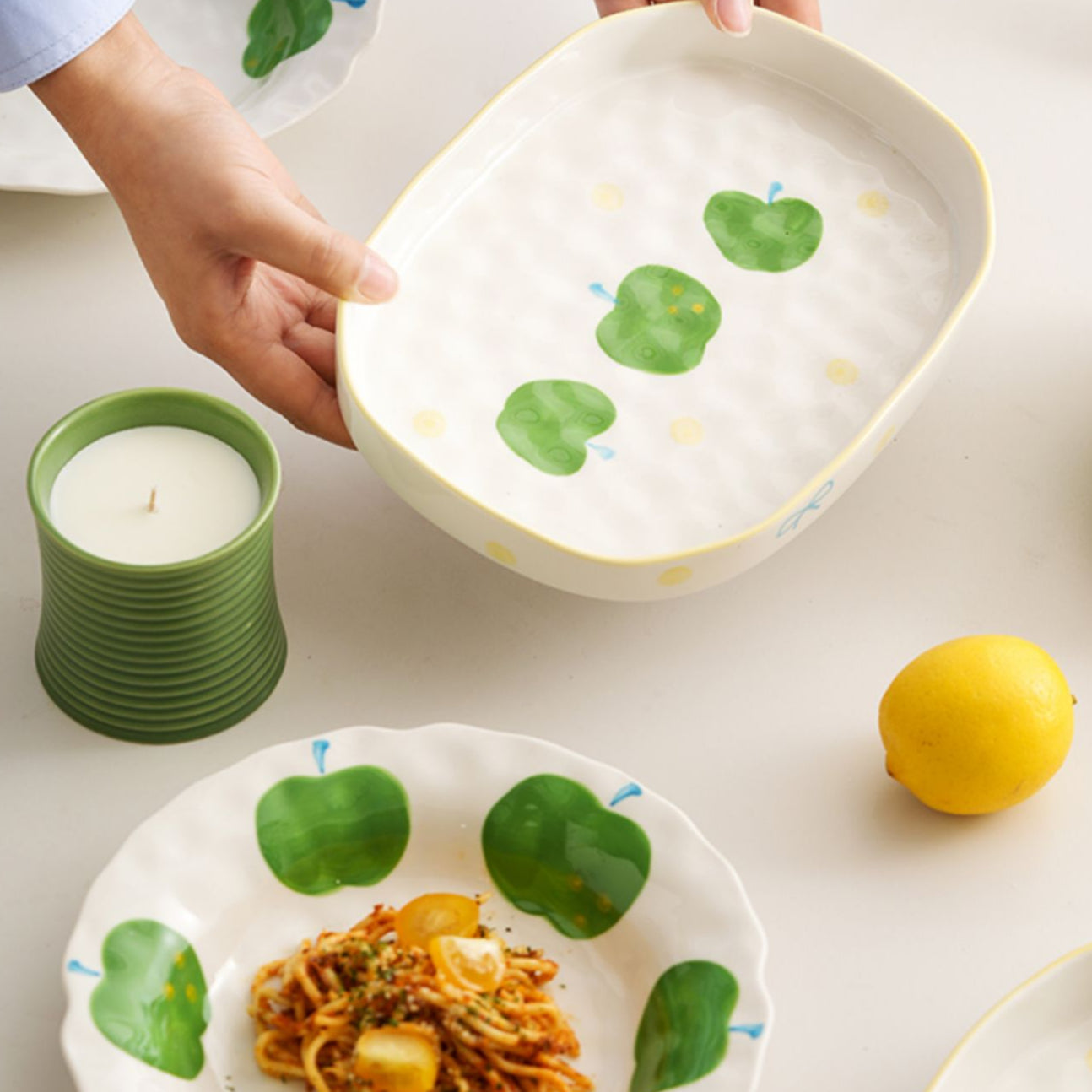 Underglazed Pretty Ceramic Bowls Plates Saucer Set