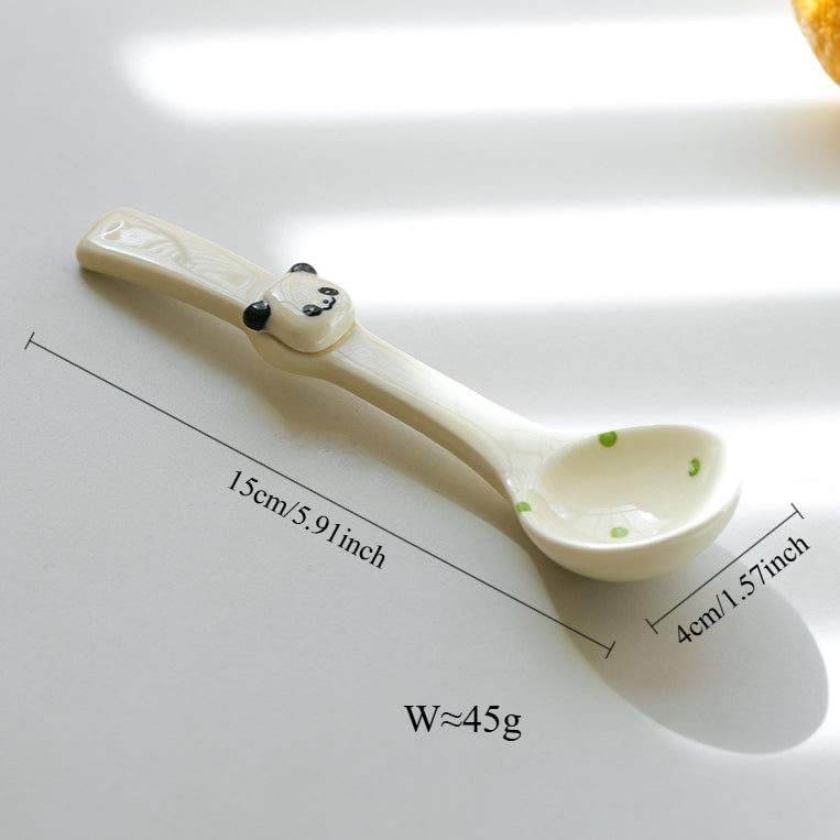 Panda Themed Ceramic Plates Bowls Saucer Spoon Set