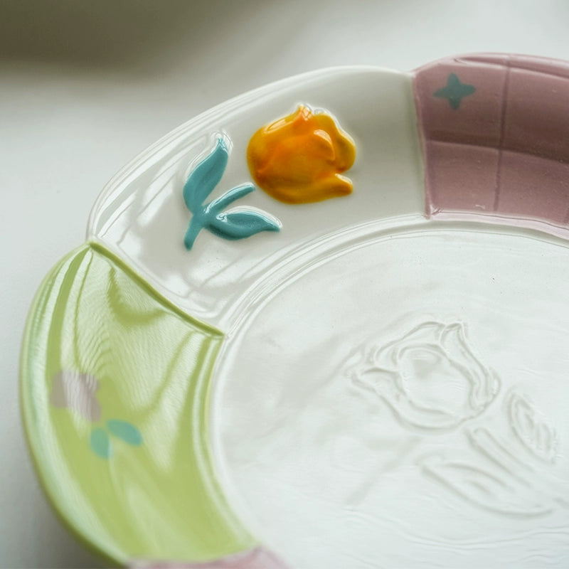 Adorable Underglazed Ceramic Plates Bowls Set
