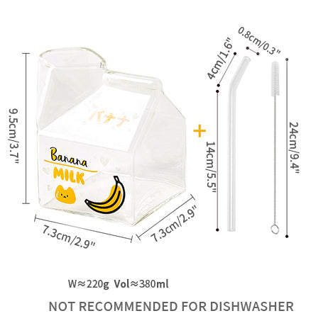 Original Japanese Style Glass Milk Cup with straw