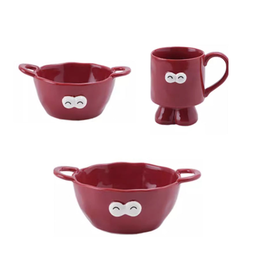 Adorable Ceramic Fruit / Salad Bowl with Handles / Mug Set