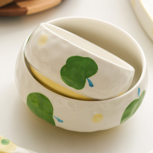 Underglazed Pretty Ceramic Bowls Plates Saucer Set