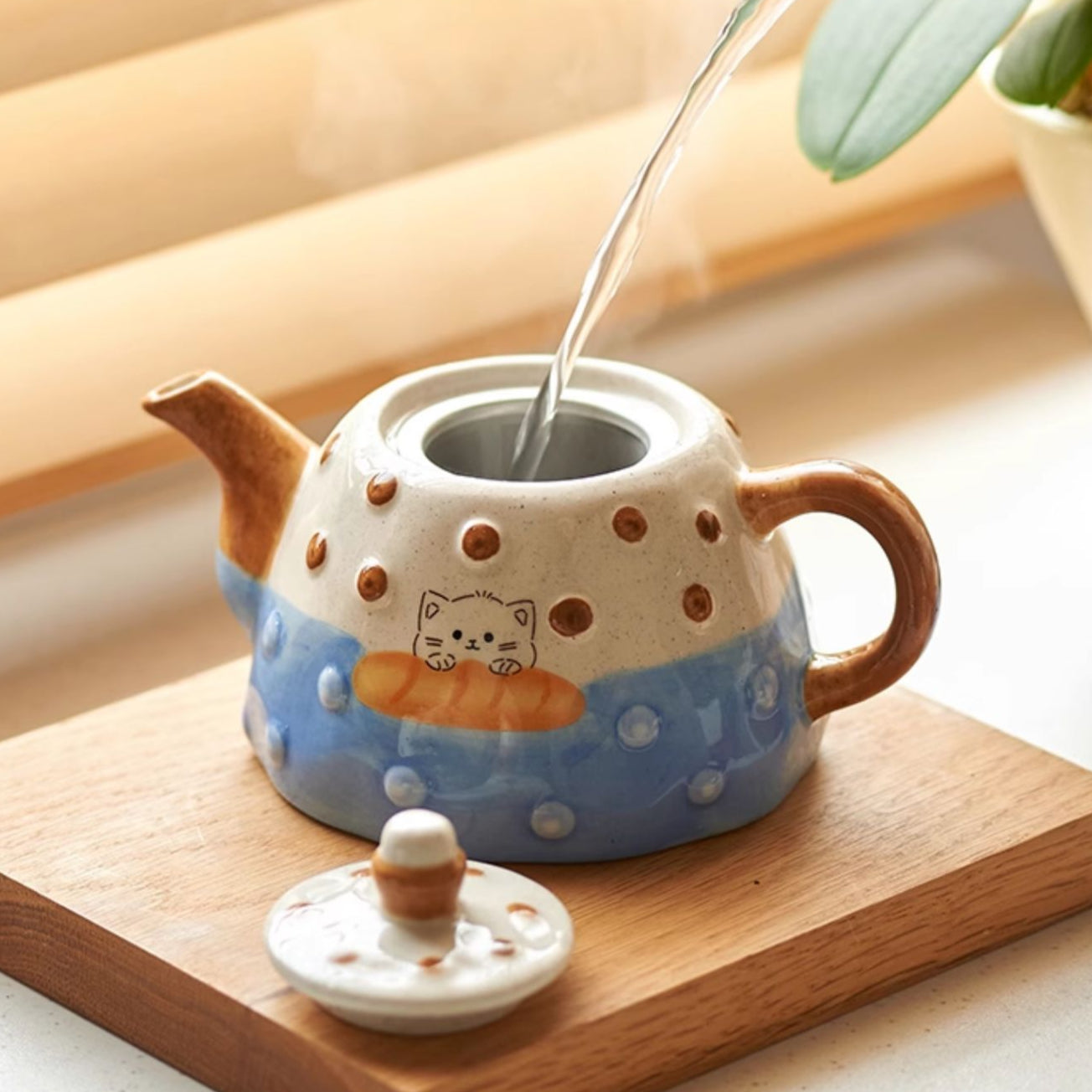 Adorable Ceramic Tea / Coffee Pot and Cups Set of 3