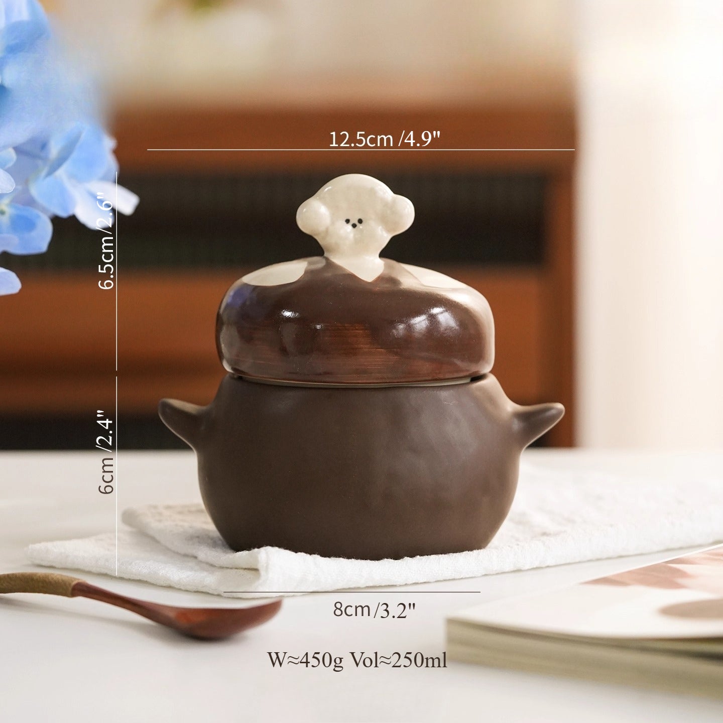 Ceramic Small Moisture-proof Storage Jars with Doggie Lids