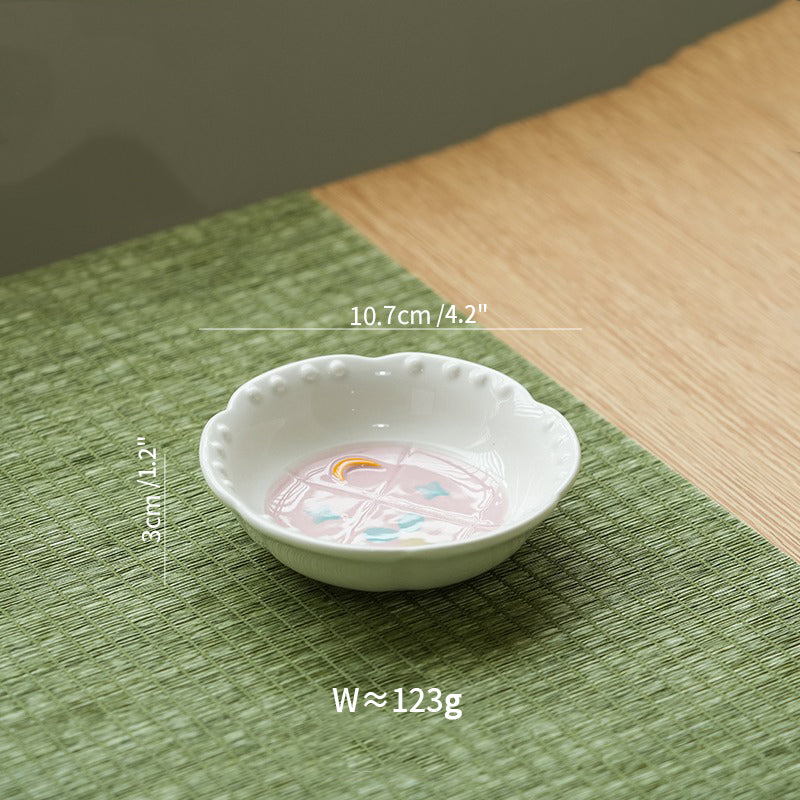 Adorable Underglazed Ceramic Plates Bowls Set