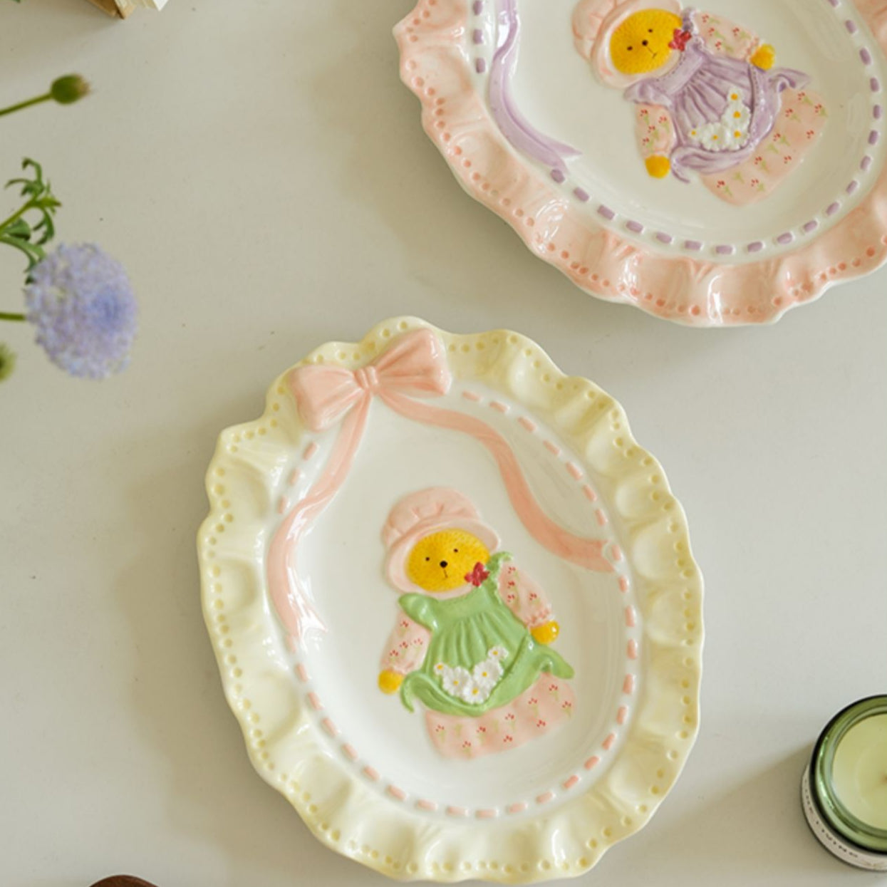 Exquisite Underglazed Ceramic Breakfast Plates