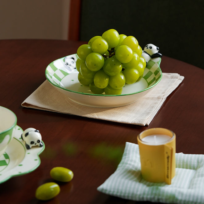 Panda Themed Ceramic Plates Bowls Saucer Spoon Set