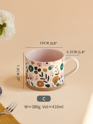 Floral Ceramic Mugs with Large Capacity - PeauleyHome