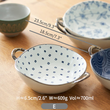 Japanese Double Handles Ceramic Bowls for Home - PeauleyHome