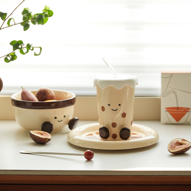 Cute Underglazed Ceramic Cup Bowl Plate