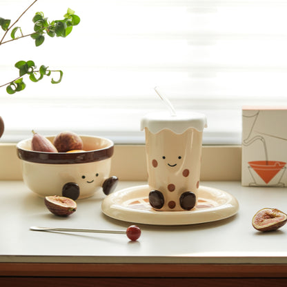 Cute Underglazed Ceramic Cup Bowl Plate
