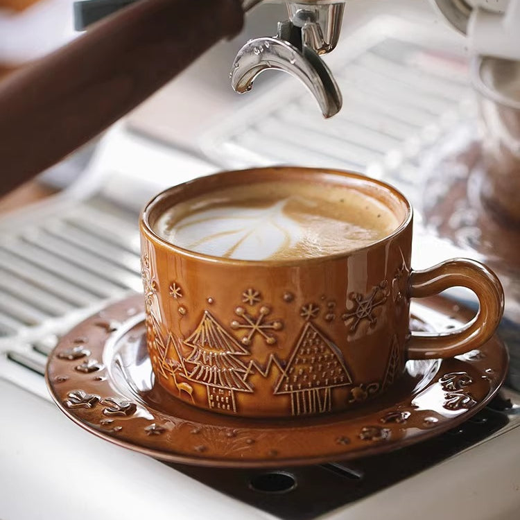 Elegant Christmas Coffee Cup and Saucer Gift Set
