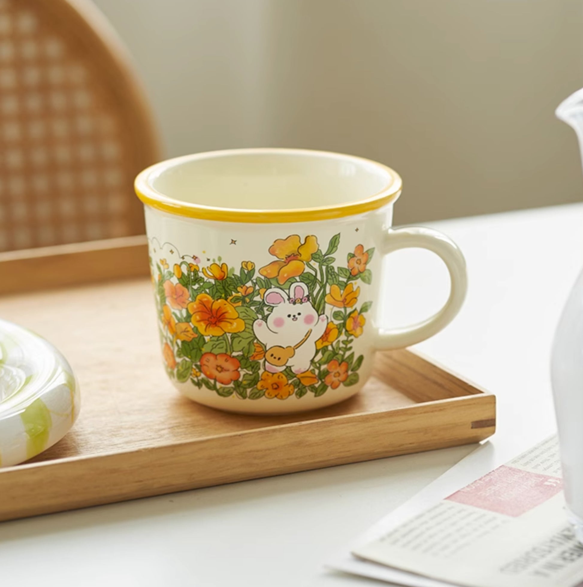 Original Floral Large Ceramic Mugs for Girls - PeauleyHome