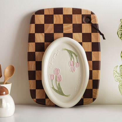 Beautiful Tulips-themed Ceramic Ceremonial Breakfast Plates