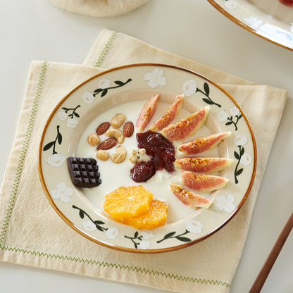 Pretty Floral Ceramic Plates Bowls Set