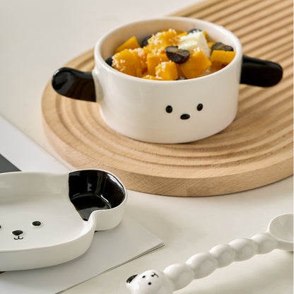 Cute Ceramic Plates Bowls with double Handles