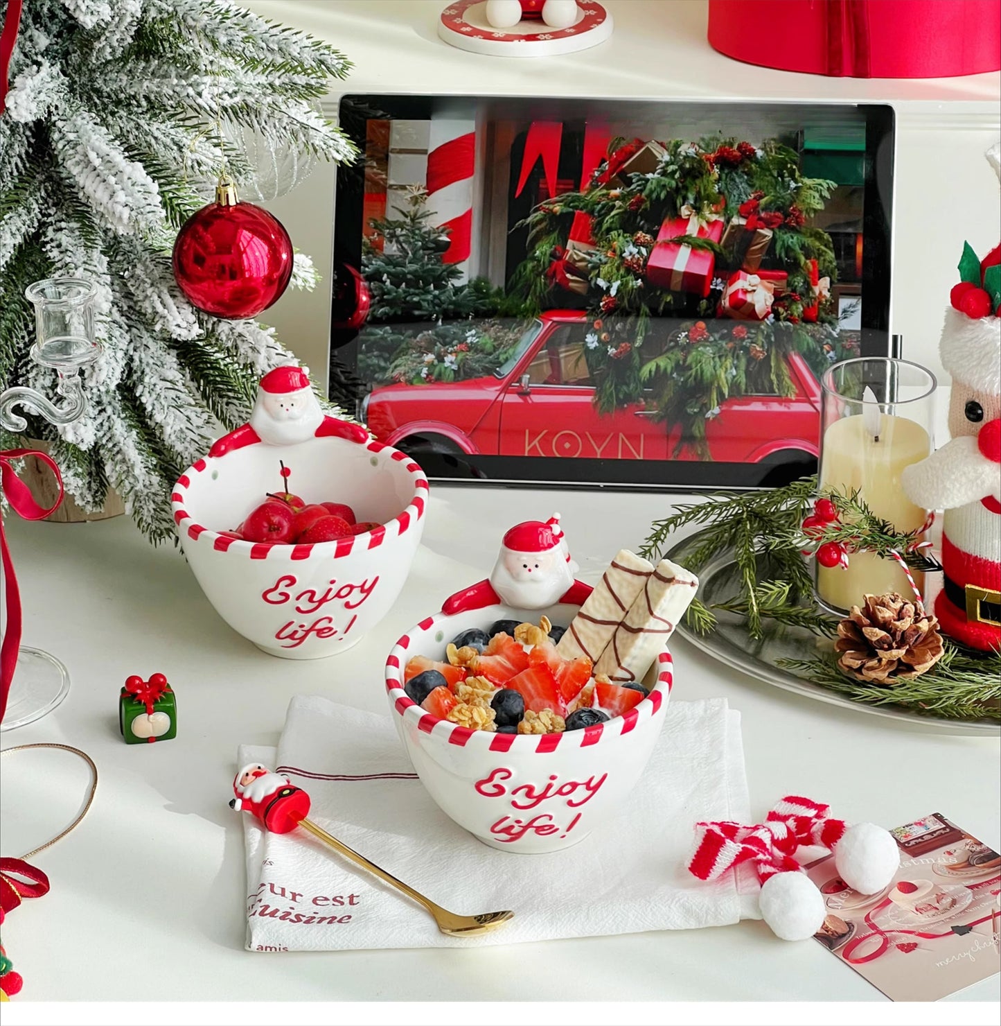 Santa Claus Ceramic Bowl - Underglaze Color Tableware