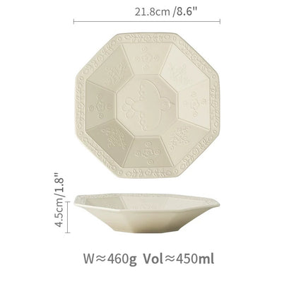 Exquisite Embossed Birds-themed Ceramic Bowl Plate