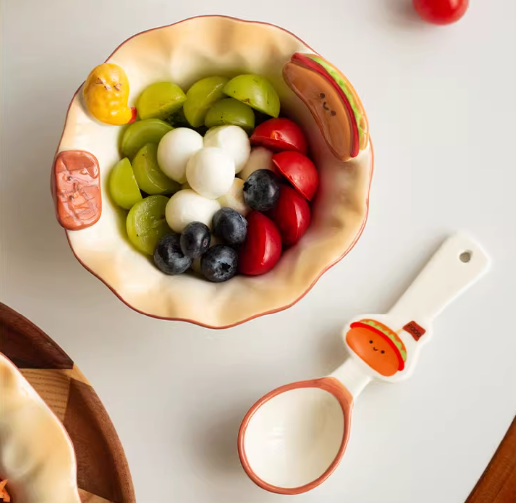 Adorable Ceramic Underglazed Breakfast Plates