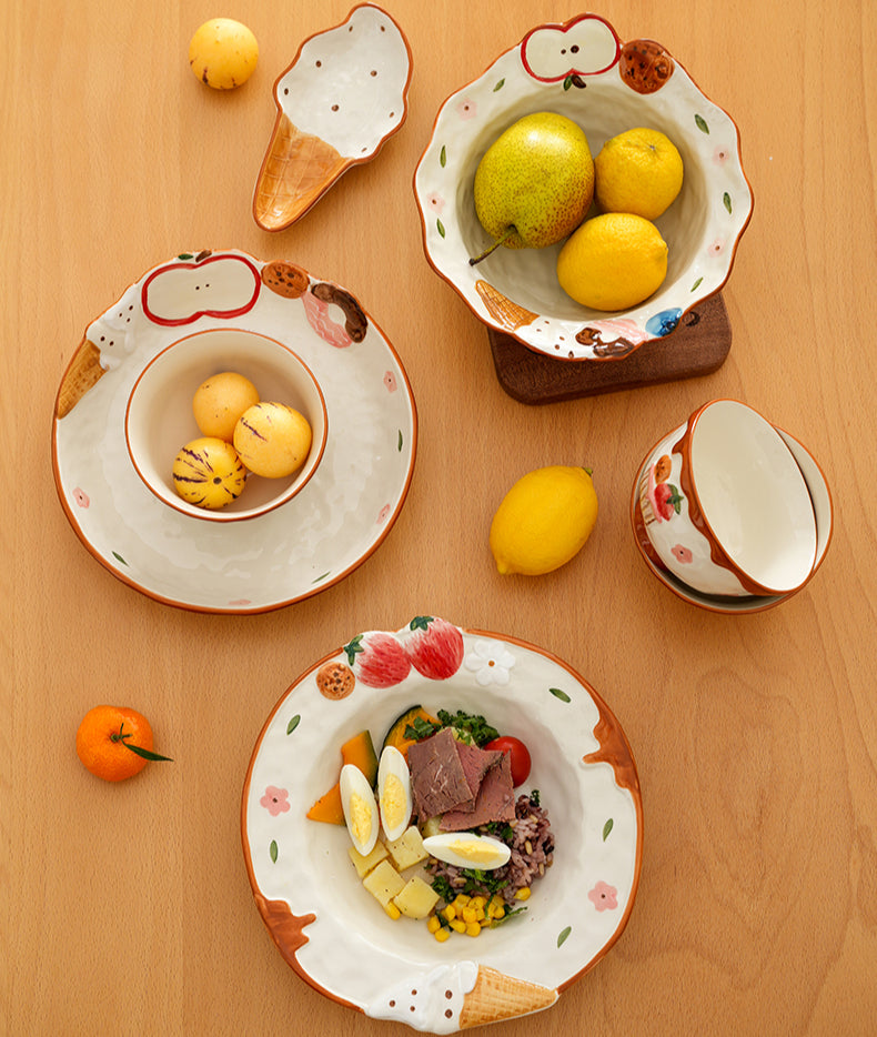 2025 New Arrival Adorable Underglazed Noodle Bowl Plate Set