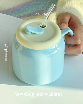 Ceramic Water Cup with Straw - PeauleyHome