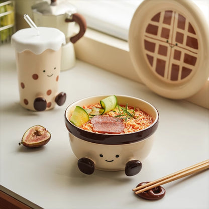 Cute Underglazed Ceramic Cup Bowl Plate