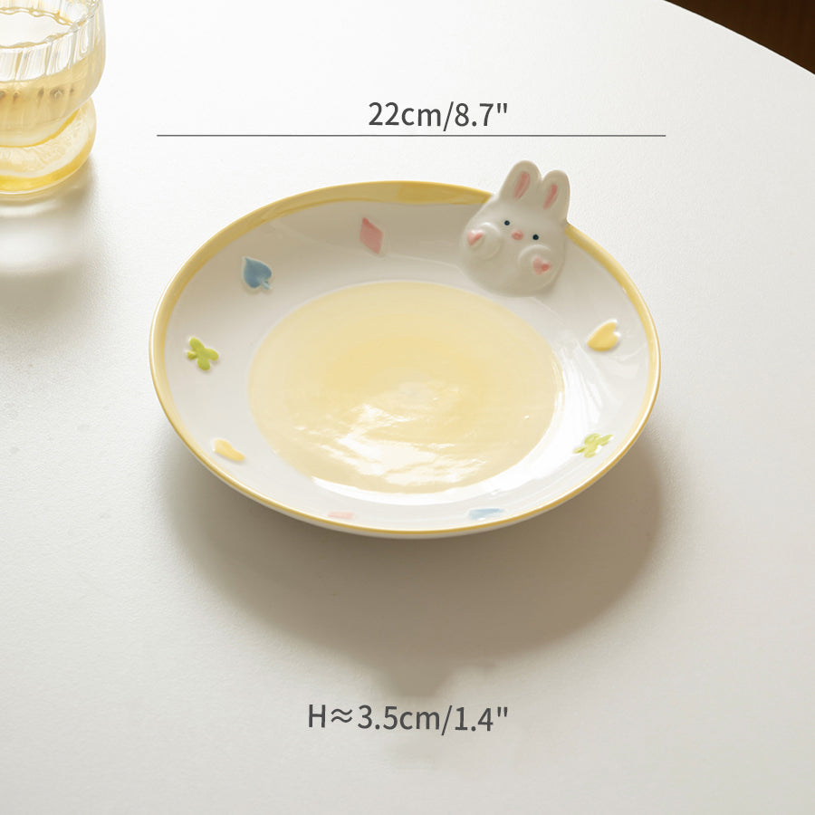 Adorable Rabbit Unicorn Ceramic Plates for Fruit or Food - PeauleyHome