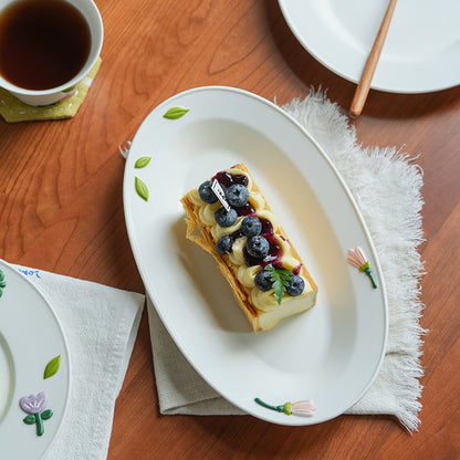 Floral Underglazed Ceramic Rice Bowls Plates Set