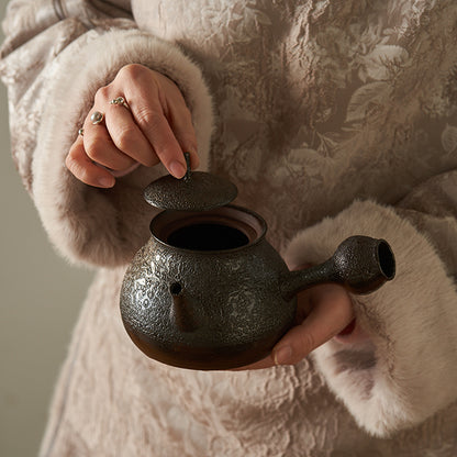 Original Crude Pottery Teapot with Side Handle