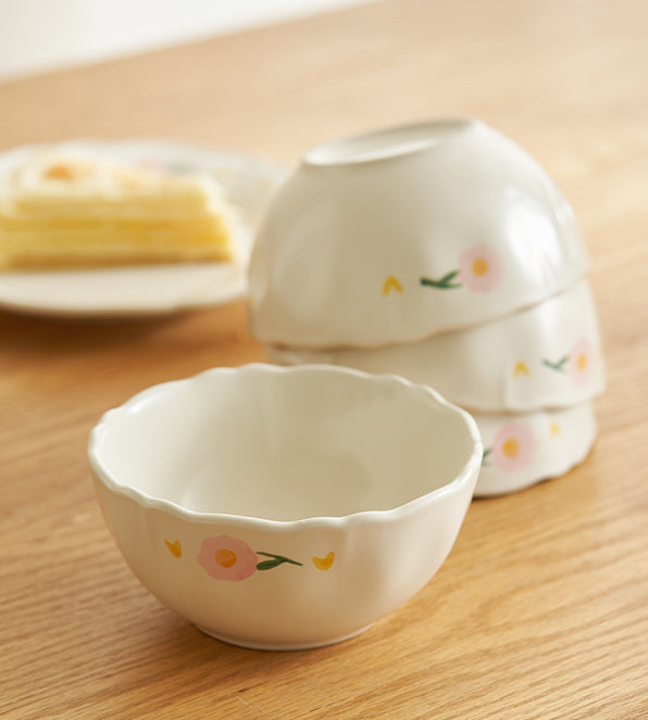 Nordic Style Floral Ceramic Plates Bowls - PeauleyHome