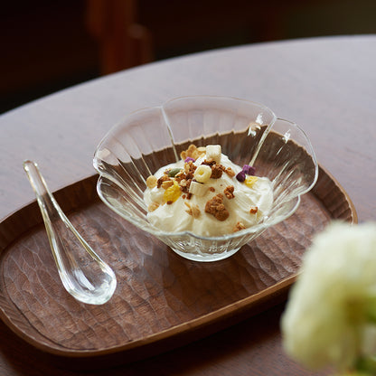 Delicate Petal Glass Bowl & Spoon