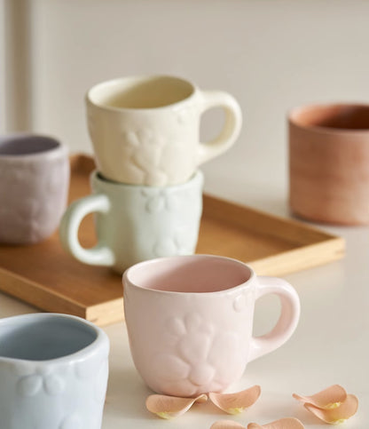 Embossed Floral Mugs for Home and Office - PeauleyHome