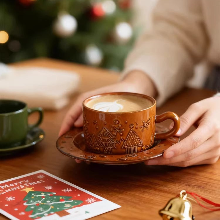 Elegant Christmas Coffee Cup and Saucer Gift Set