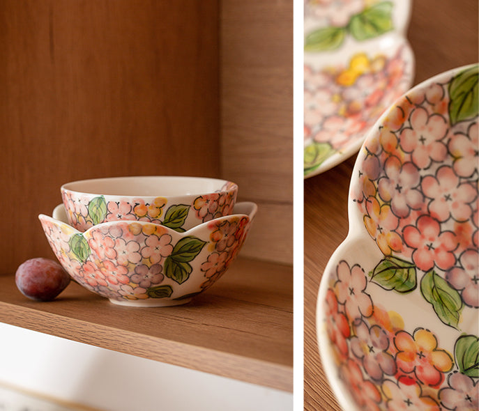 Beautiful Floral Ceramic Bowls Petal Plates - PeauleyHome