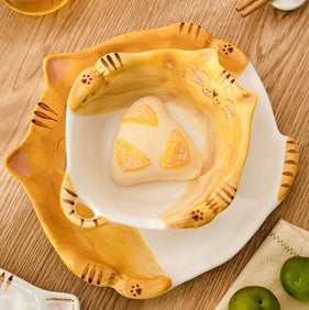 Lovely Cartoon Kitty Ceramic Bowls Plates Set - PeauleyHome