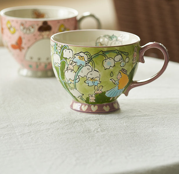 Hand-painted Lovely Cartoon Ceramic Coffee Mugs Tea Cups - PeauleyHome