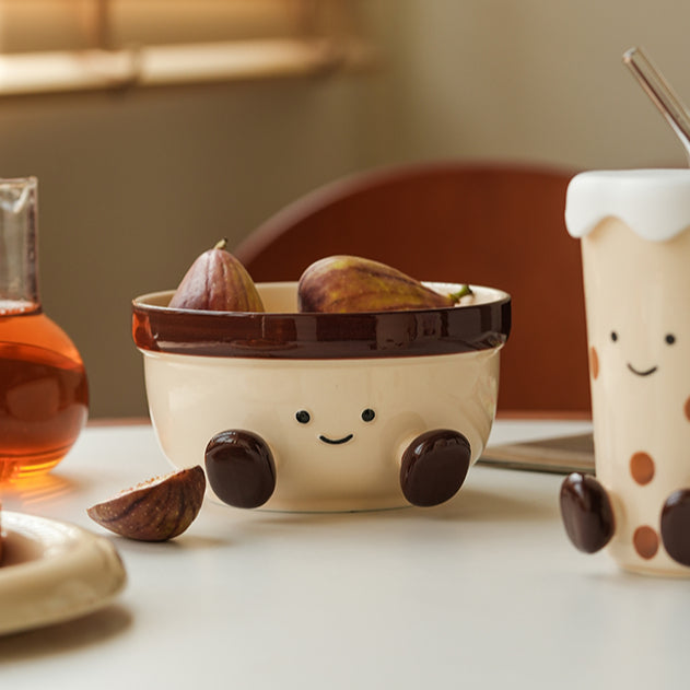 Cute Underglazed Ceramic Cup Bowl Plate