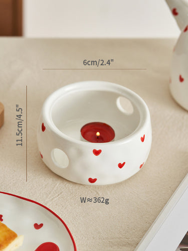 Heart Theme Ceramic Tea Pot Cup Plate Set - PeauleyHome