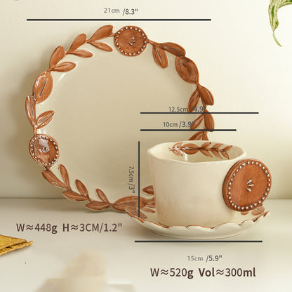 Delicate Ceramic Coffee Mugs and Plates